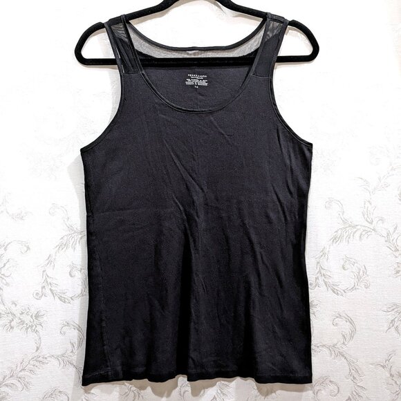 Apostrophe Cotton Black Mesh Yoke Sleeveless Tank Top 1X Goth Gothic Grunge Y2K - Picture 1 of 5